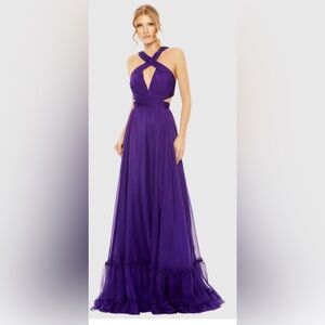 strapless open back dress Mardi Gras Sequin Sleeve Tier Dress, Purple – Fleurty Girl main image 0
